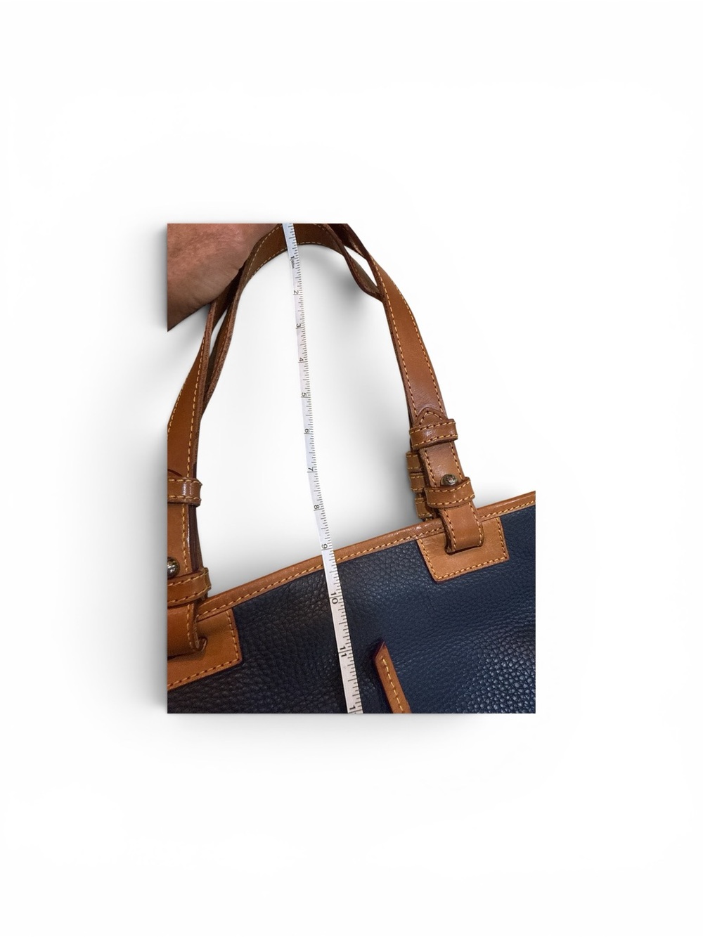 Dooney & Bourke Dillen Pebble Leather Double Pocket Convertible Shopper Navy - Picture 13 of 14